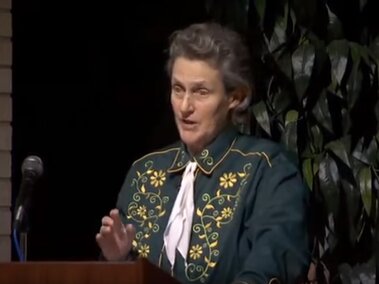 Temple Grandin on stage during her lecture.